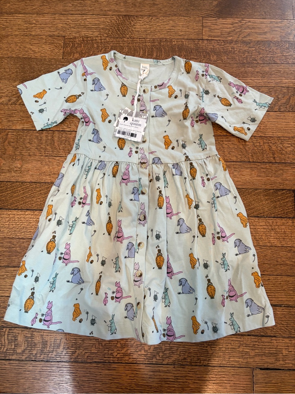 Kate Quinn Pooh short sleeve button dress 6Y NWT